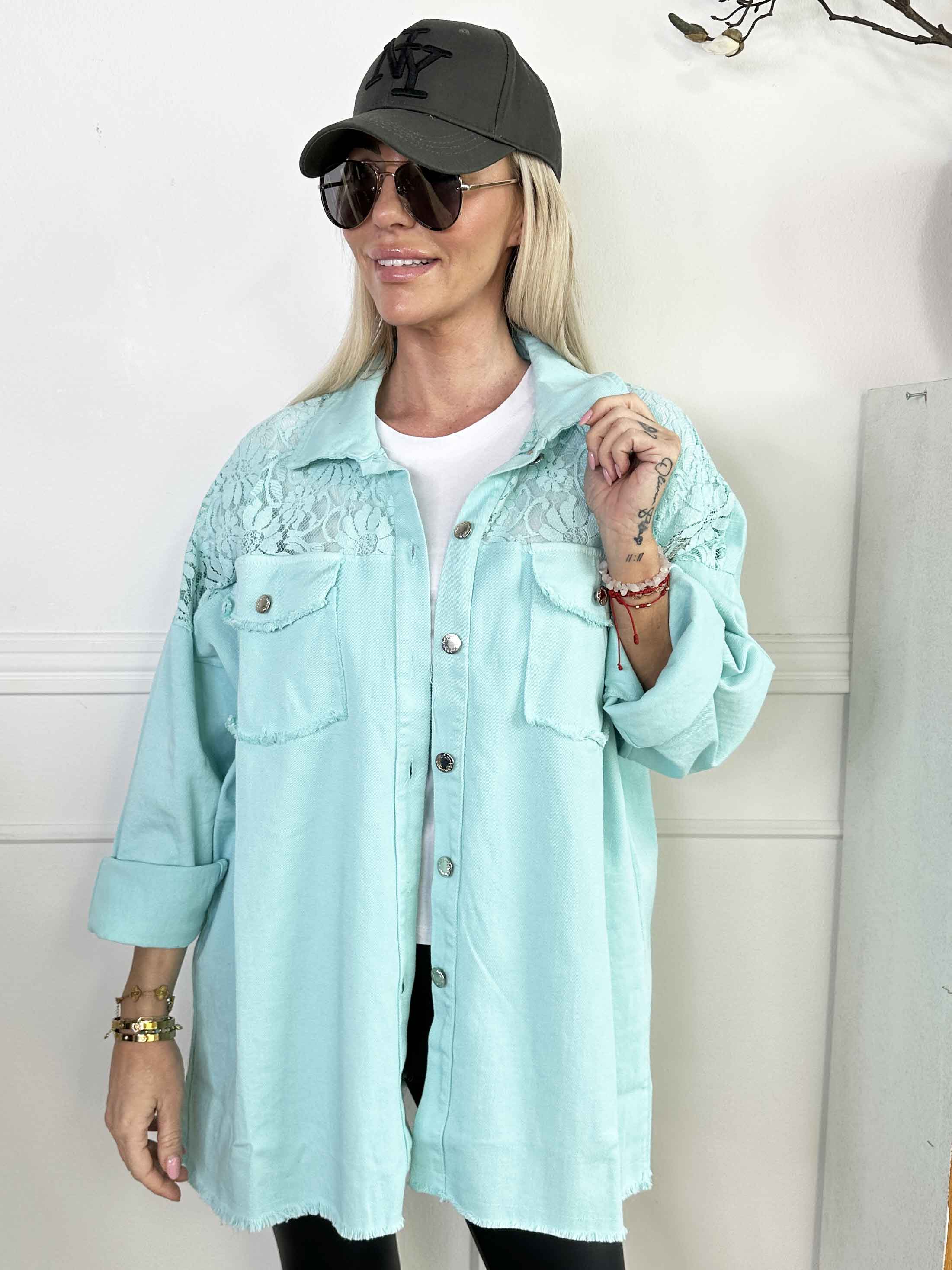 Scarlett - Denimjakke med blonde på skuldrene